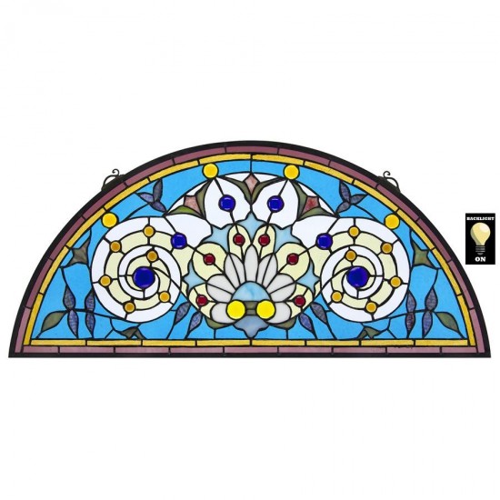 Design Toscano Callidora Demi Lune Stained Glass Window