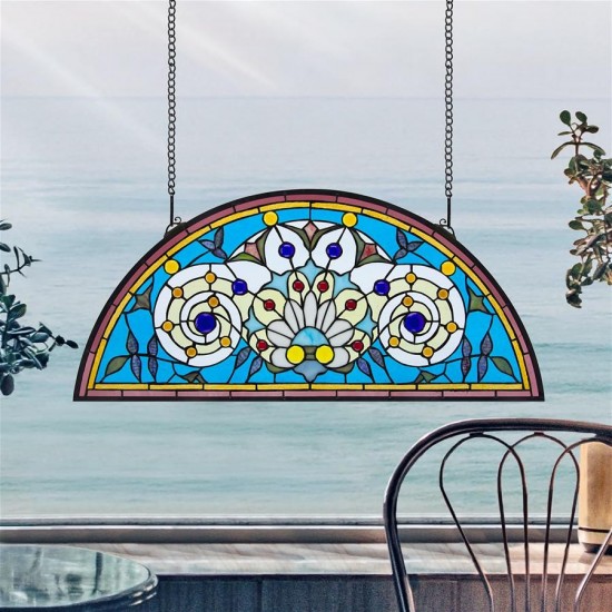 Design Toscano Callidora Demi Lune Stained Glass Window