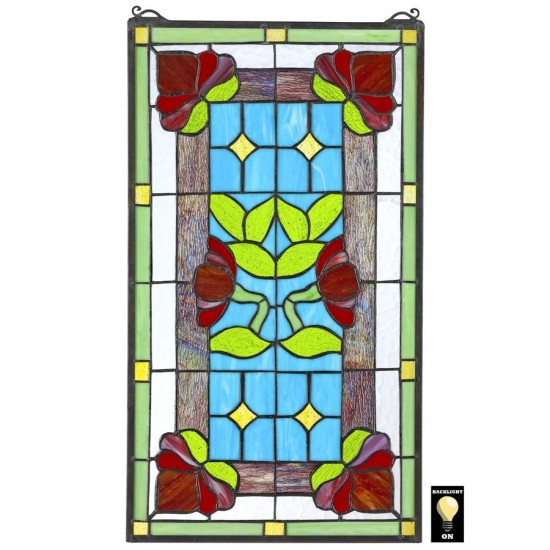 Design Toscano Red Anemone Stained Glass Window