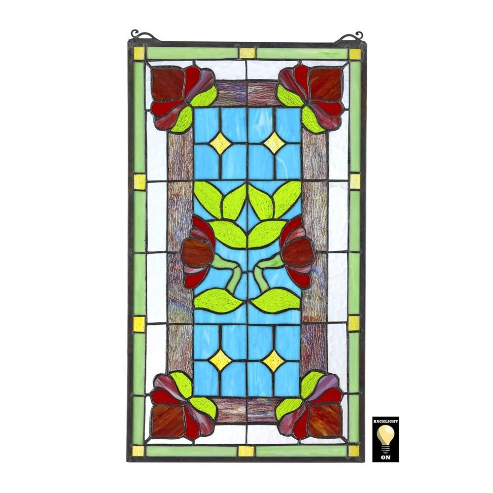 Design Toscano Red Anemone Stained Glass Window