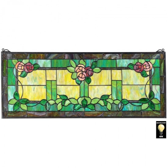 Design Toscano Rose Trellis Stained Glass Window