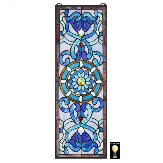 Design Toscano Harlow Blue Flower Stained Glass Window