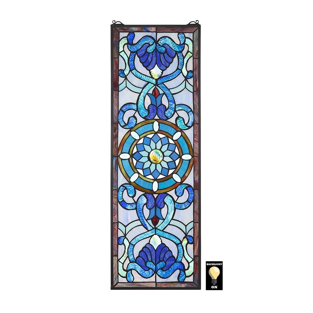 Design Toscano Harlow Blue Flower Stained Glass Window