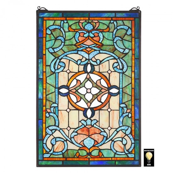 Design Toscano Leigh Blue And Green Stained Glass Window