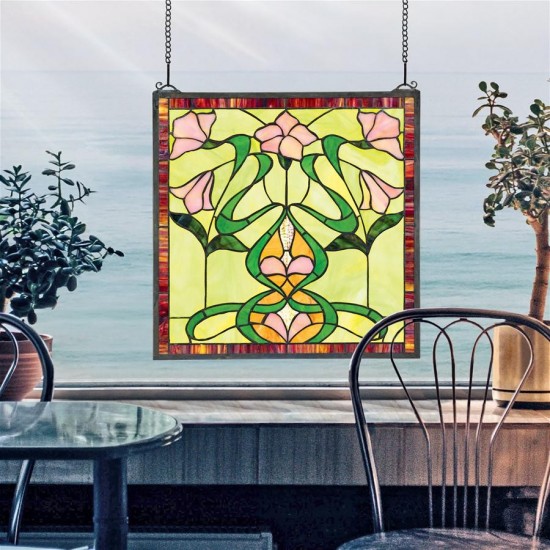 Design Toscano Nouveau Lily Stained Glass Window