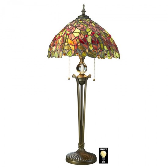 Design Toscano Croton Leaves Stained Glass Table Lamp