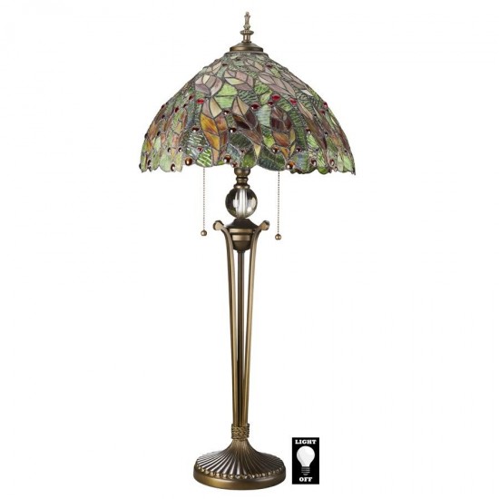 Design Toscano Croton Leaves Stained Glass Table Lamp