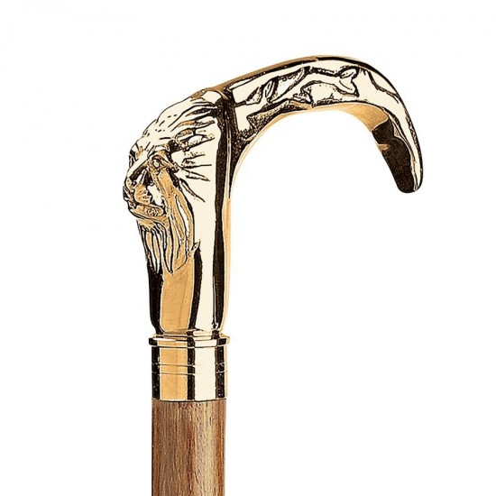 Design Toscano Brass Lions Head Walking Stick