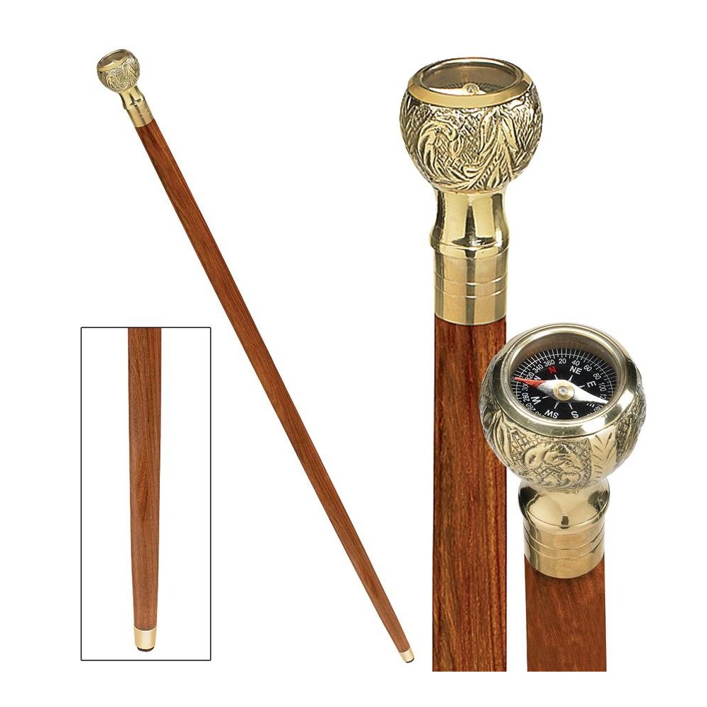 Design Toscano Compass Brass Walking Stick