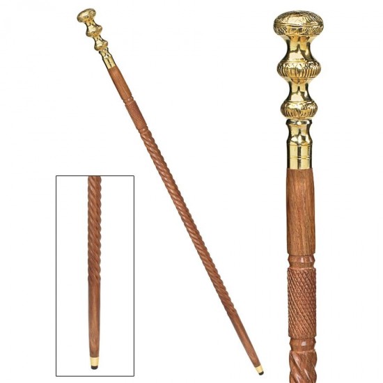 Design Toscano 3 Gold Saucer Brass Walking Stick