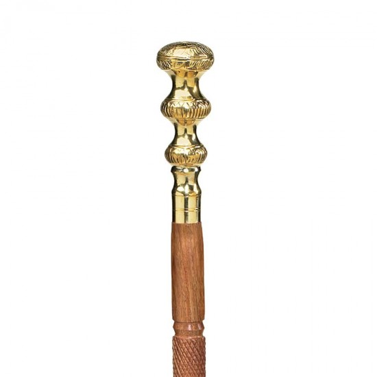 Design Toscano 3 Gold Saucer Brass Walking Stick