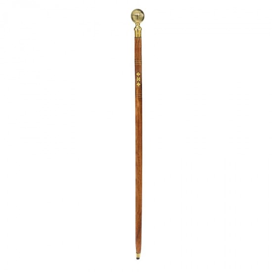 Design Toscano Fluted Sphere Brass Walking Stick