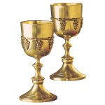 Design Toscano S/2 Brass Grape Harvest Goblets W/ Box