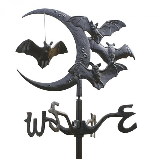Design Toscano Crescent Moon & Bats Garden Weathervane
