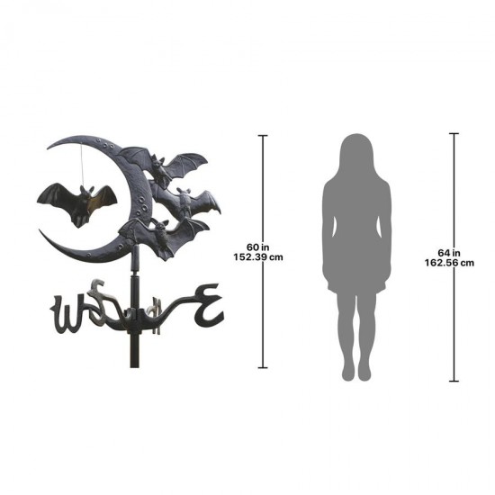 Design Toscano Crescent Moon & Bats Garden Weathervane