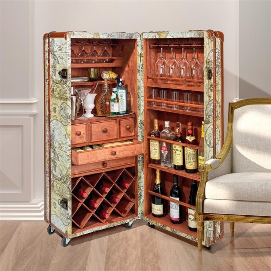 Design Toscano Italian World Map Cocktail Trunk