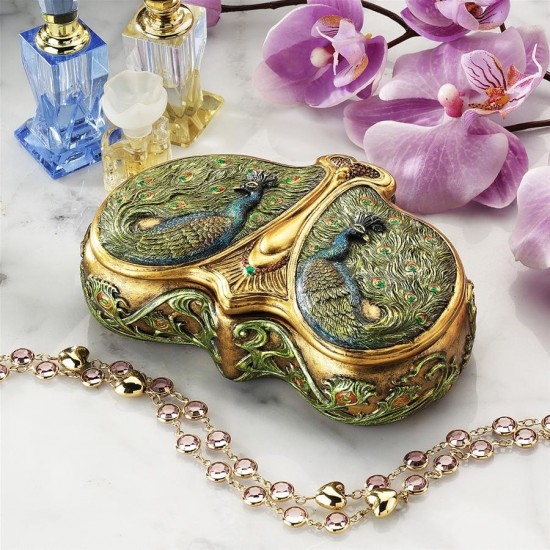 Design Toscano Art Nouveau Twin Peacock Jewel Box