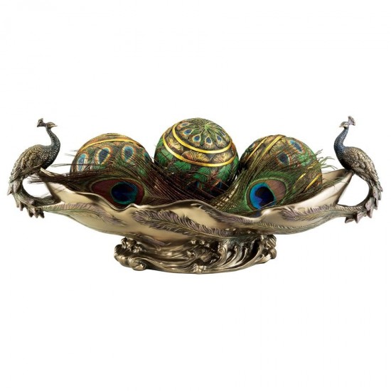 Design Toscano Peacocks Decorative Centerpiece Bowl