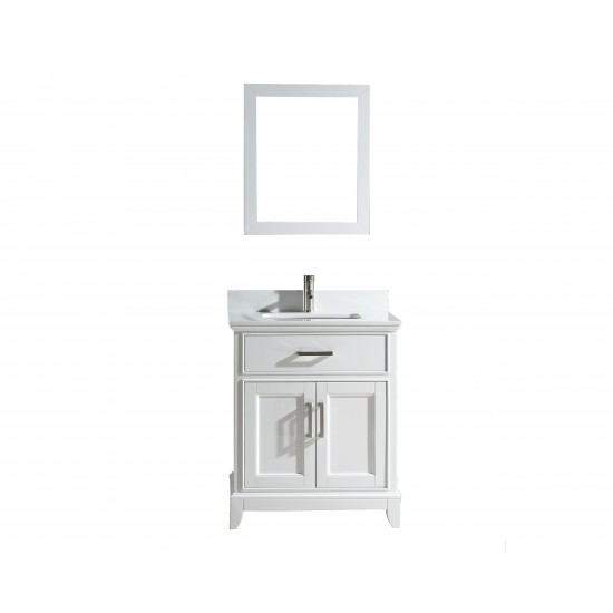 24" sl sink vanity set with phoenix stone top, soft closing doors, drawer, White