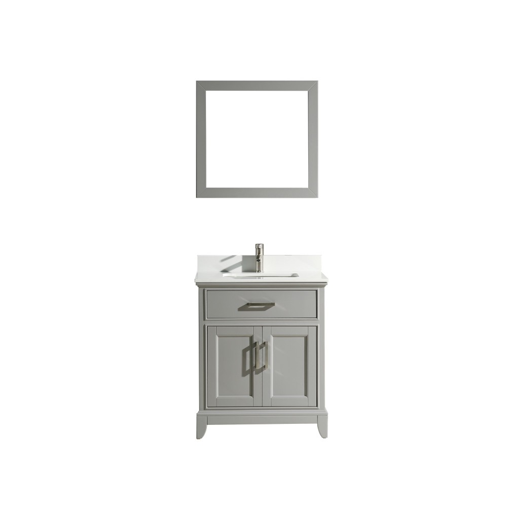 30" sl sink vanity set with phoenix stone top, soft closing doors, drawer, Gray