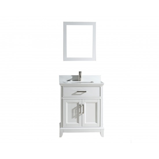 30" sl sink vanity set with phoenix stone top, soft closing doors, drawer, White