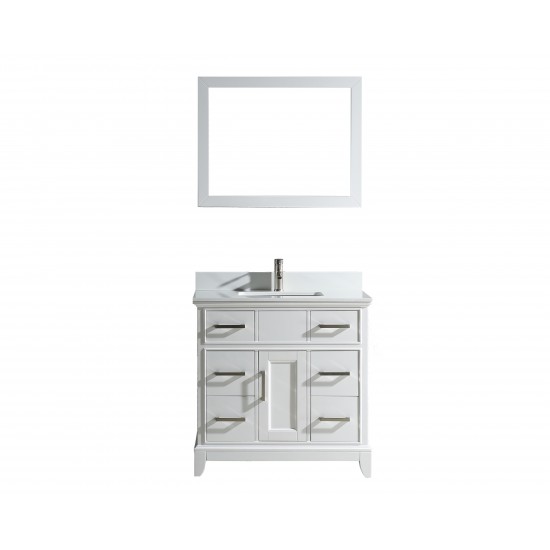 36" sl sink vanity set, phoenix stone top, soft closing doors, drawers, White