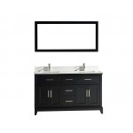 60" dbl sink vanity set, phoenix stone top, soft closing doors, drawers,Espresso