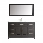60" sl sink vanity set, phoenix stone top, soft closing doors, drawers, Espresso