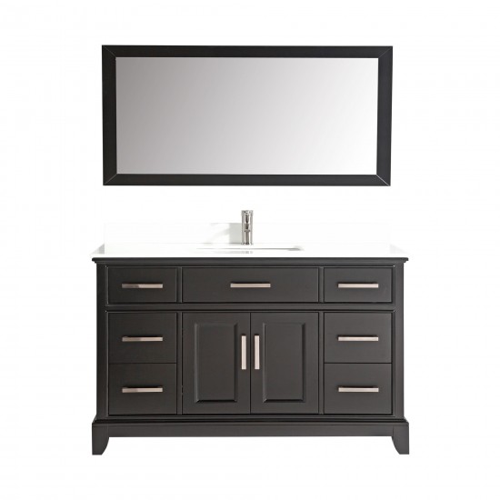 60" sl sink vanity set, phoenix stone top, soft closing doors, drawers, Espresso