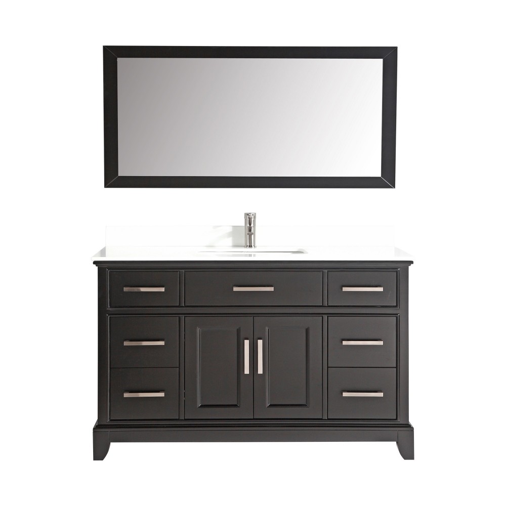 60" sl sink vanity set, phoenix stone top, soft closing doors, drawers, Espresso