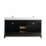 72" dbl sink vanity set, phoenix stone top, soft closing doors, drawers,Espresso