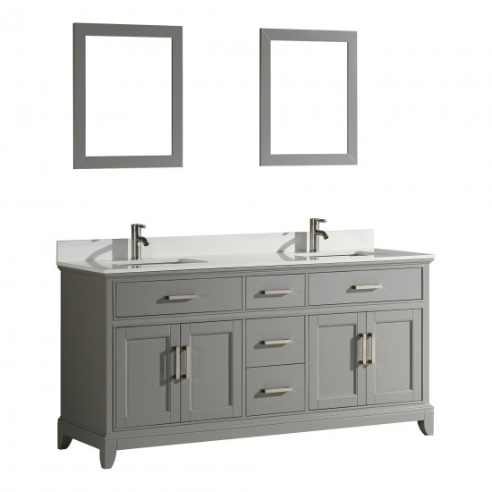 72" dbl sink vanity set, phoenix stone top, soft closing doors, drawers, Gray