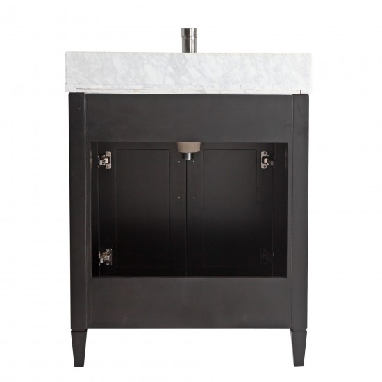 24" sl sink vanity set, carrara marble top, soft closing doors, drawer, Espresso