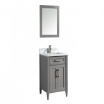 24" sl sink vanity set with carrara marble top, soft closing doors, drawer, Gray