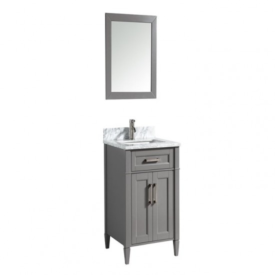 24" sl sink vanity set with carrara marble top, soft closing doors, drawer, Gray