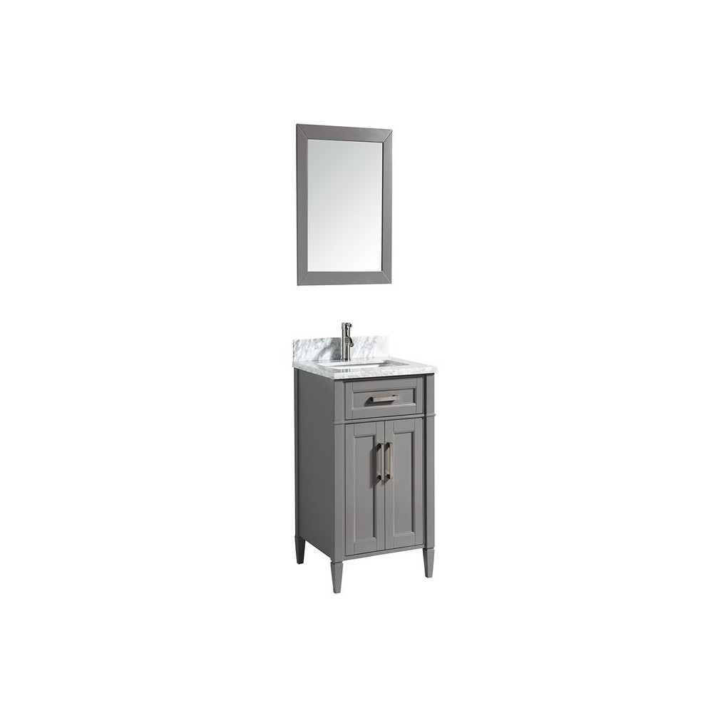 24" sl sink vanity set with carrara marble top, soft closing doors, drawer, Gray