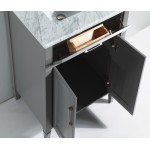 24" sl sink vanity set with carrara marble top, soft closing doors, drawer, Gray