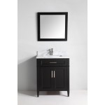 30" sl sink vanity set, carrara marble top, soft closing doors, drawer, Espresso
