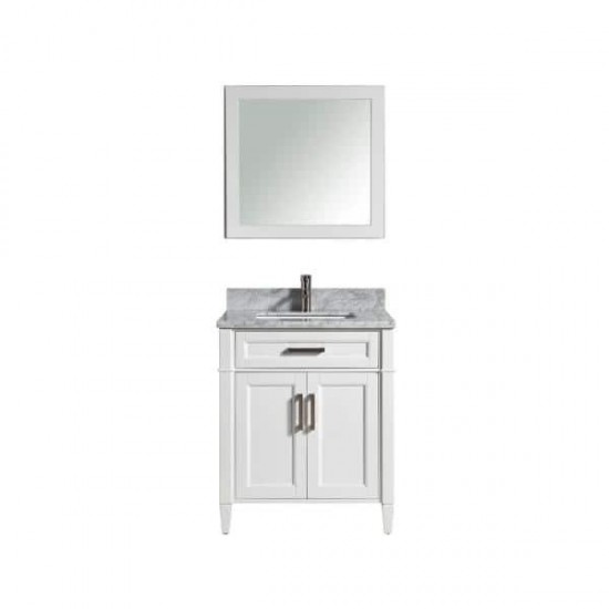 30" sl sink vanity set, carrara marble top, soft closing doors, drawer, White