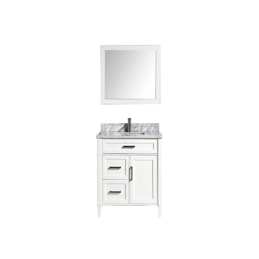 36" sl sink vanity set, carrara marble top, soft closing doors, drawers, White
