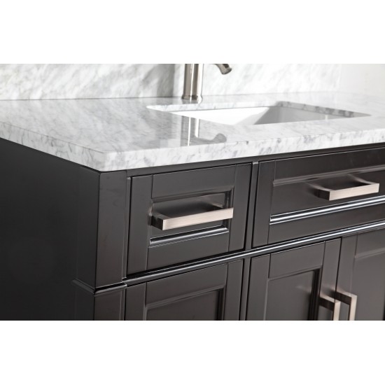 48" sl sink vanity set, carrara marble top, soft closing doors, drawers,Espresso