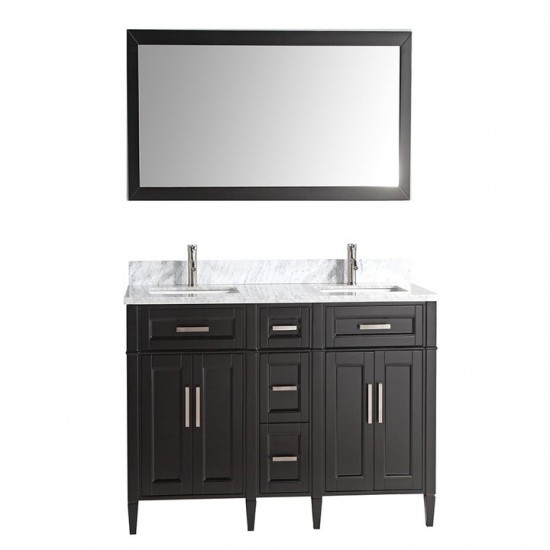 60" dbl sink vanity set, carrara marble top, soft closing doors,drawers,Espresso