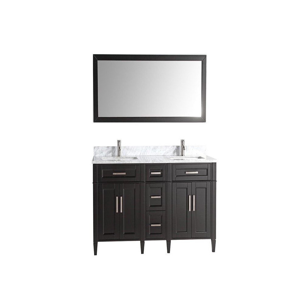 60" dbl sink vanity set, carrara marble top, soft closing doors,drawers,Espresso