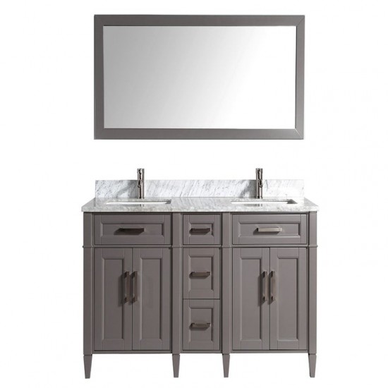 60" dbl sink vanity set, carrara marble top, soft closing doors, drawers, Gray