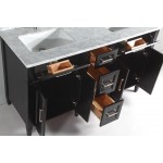 60" sl sink vanity set, carrara marble top, soft closing doors, drawers,Espresso