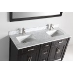 60" sl sink vanity set, carrara marble top, soft closing doors, drawers,Espresso