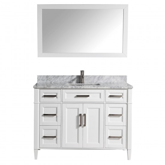 60" sl sink vanity set, carrara marble top, soft closing doors, drawers, White