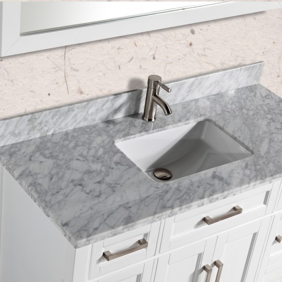 60" sl sink vanity set, carrara marble top, soft closing doors, drawers, White