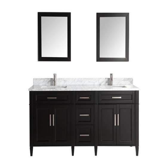 72" dbl sink vanity set, carrara marble top, soft closing doors,drawers,Espresso