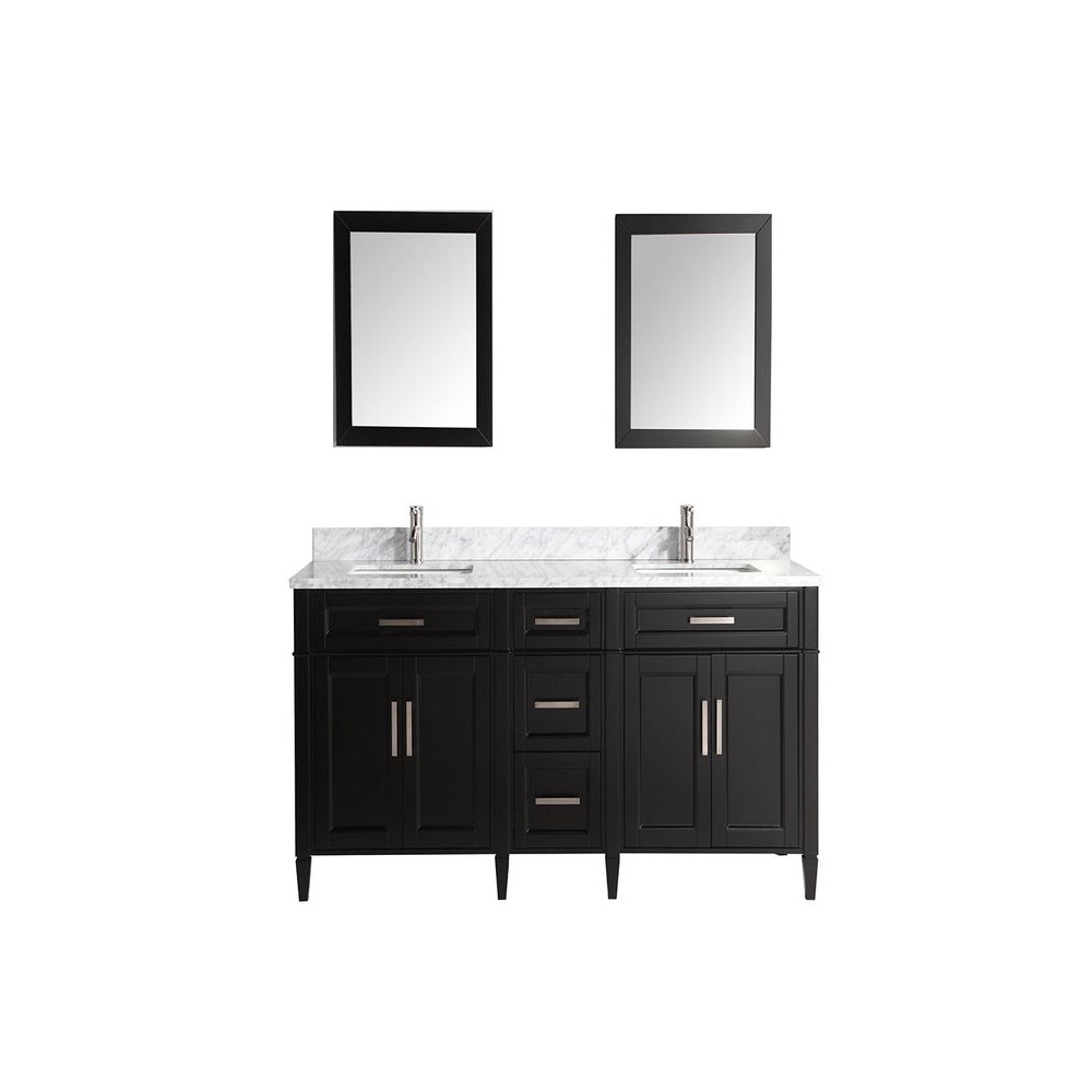 72" dbl sink vanity set, carrara marble top, soft closing doors,drawers,Espresso